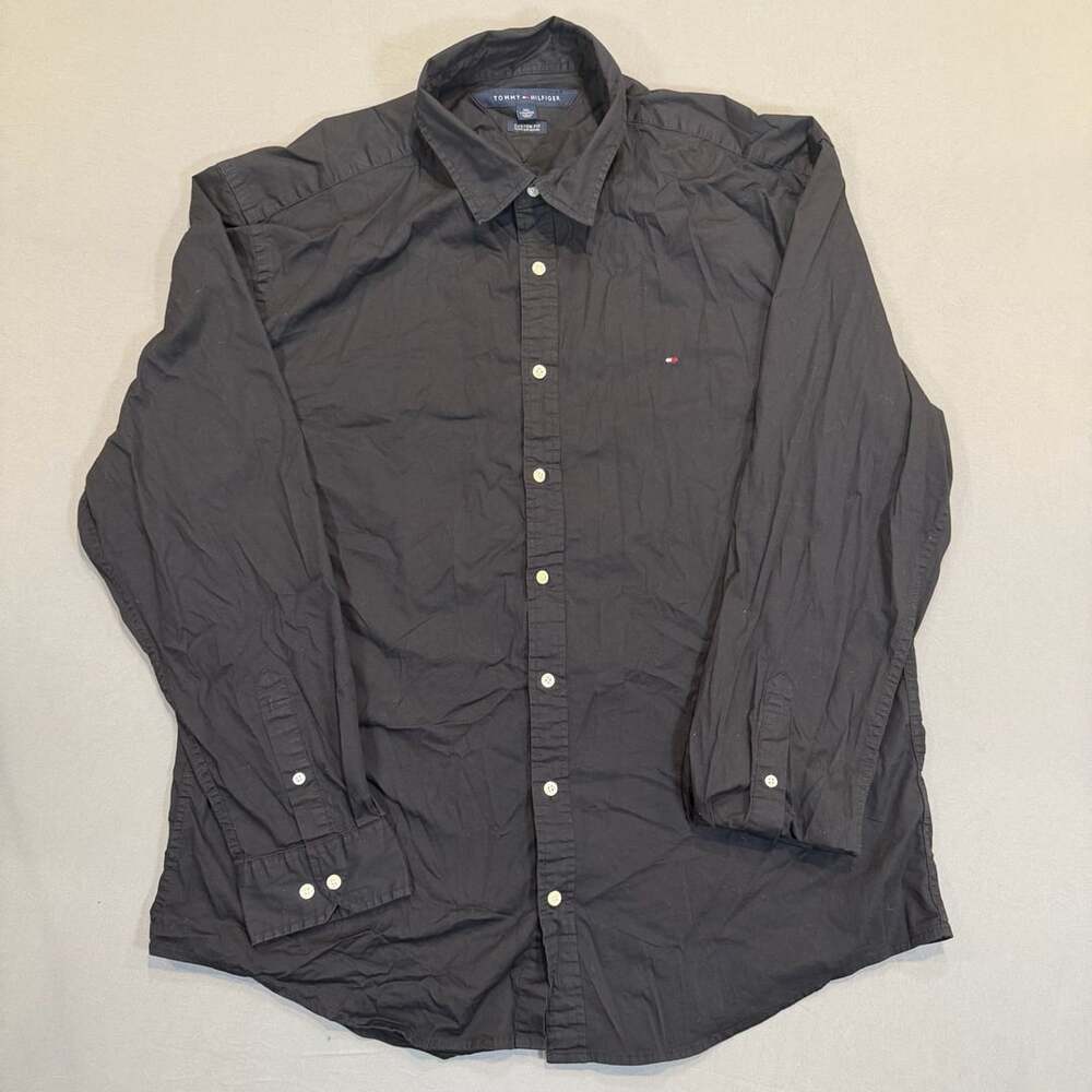 Tommy Hilfiger Custom Fit Long Sleeve Shirt XXL Black